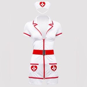 White and Red Nurse Costume Dress